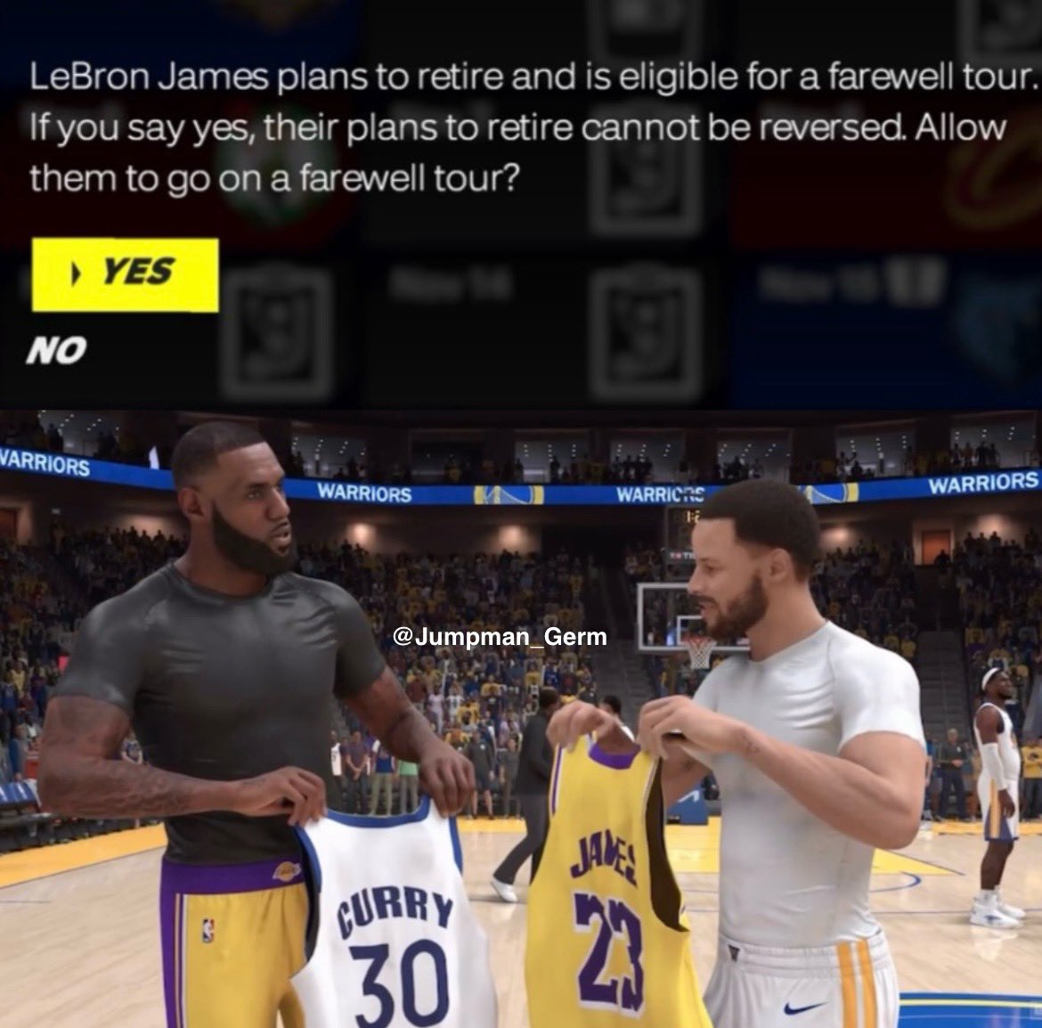 美网友：NBA2K25加入了老詹退役巡演&交换球衣选项